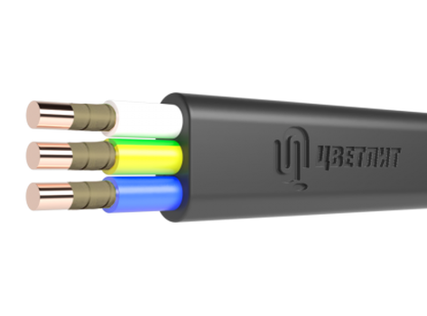 Кабель медный силовой огнестойкий ВВГнг(А)-FR LS 3х2,5-0,66 (ож) плоский  Цветлит