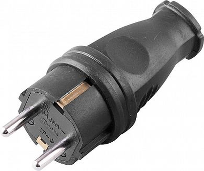 Вилка с заземлением Каучук 16А IP44 Черная В 16-001 RPG16-21-441 Feron 32748