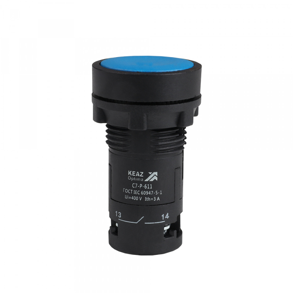Кнопка OptiSignal Compact D22 С7-P-611 синяя 1НО+1НЗ XB7NA65 (кратно 1)