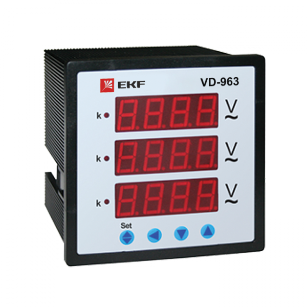 Вольтметр EKF VD-963 цифровой на панель (96х96) 3-фазный PROxima