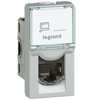 Розетка RJ45 UTP категория 6a 1М Legrand Mosaic Алюминий 079471