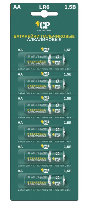 Батарейка AA CRAZYpower Алкалиновые LR 6  BL6