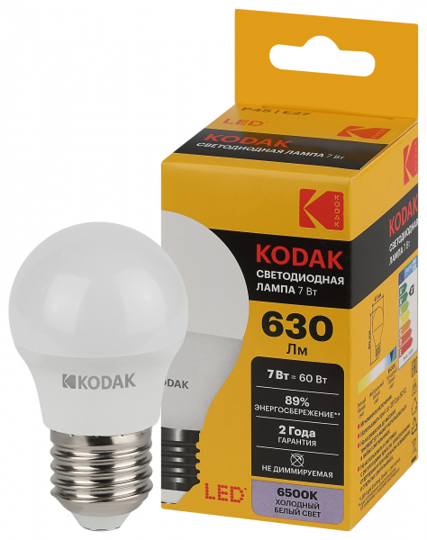 Светодиодная лампа &quot;шарик&quot; Kodak P45 7Вт 865 7Вт E27 холодный дневной свет