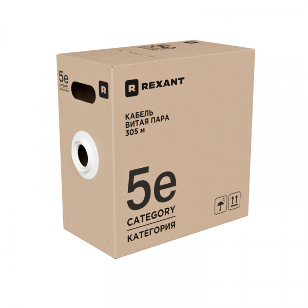 Кабель F/UTP, CAT 5e, ZH нг(А)-HF, 4x2x0,52 мм, 24AWG, внутренний, серый, РФ REXANT (кратно 1)