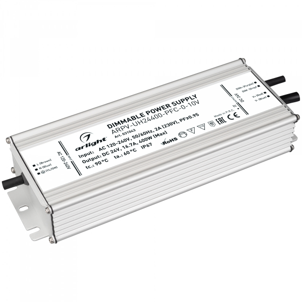 Arlight Драйвер 24V 400Вт IP67 251x90x42 ARPV-UH24400-PFC-0-10V (24V, 16.7A, 400W)