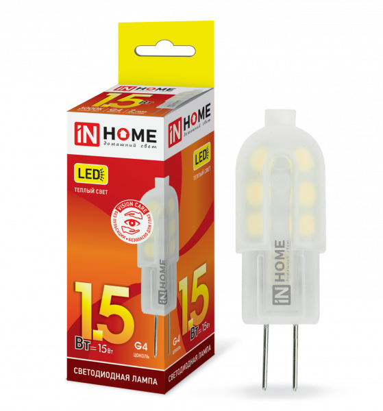Светодиодная лампа IN HOME G4 LED JC VC 1.5Вт 12В 3000К 135Лм