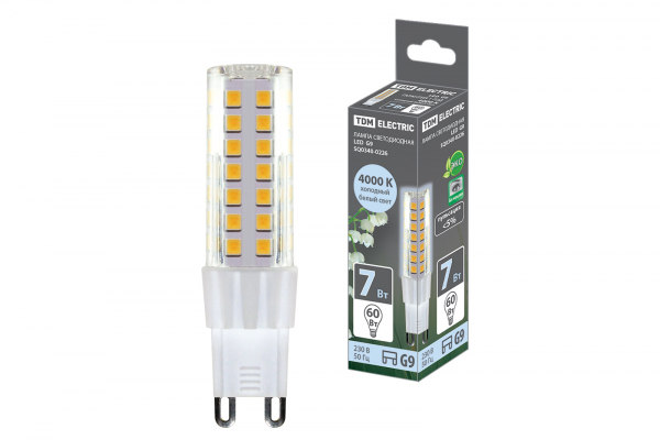 Светодиодная лампа TDM G9 7Вт 230В 4000К SMD 17,5x65,5 мм