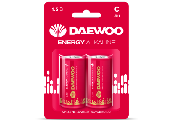 Батарейка C Daewoo LR14 ENERGY Alkaline 2021 BL-2 (кратно 2)