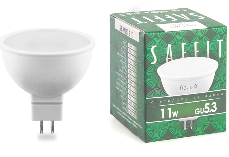 Светодиодная лампа  SBMR1611 11W 4000K 230V GU5.3 MR16 SAFFIT