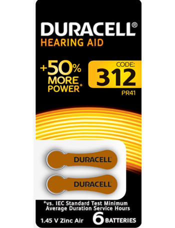 Элемент питания DURACELL ZA312-6BL слуховые (кратно 6)