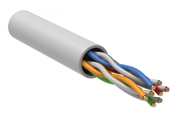 Кабель информационный U/UTP категория 5е 4х2х24AWG(0,48мм) 100м (медь) LSZH solid белый GENERICA (кратно 100)
