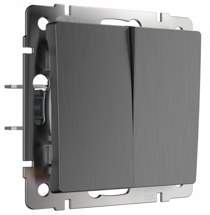 Werkel Графит Рифленый Выключатель  2-клавишный WL04-SW-2G/ a046616