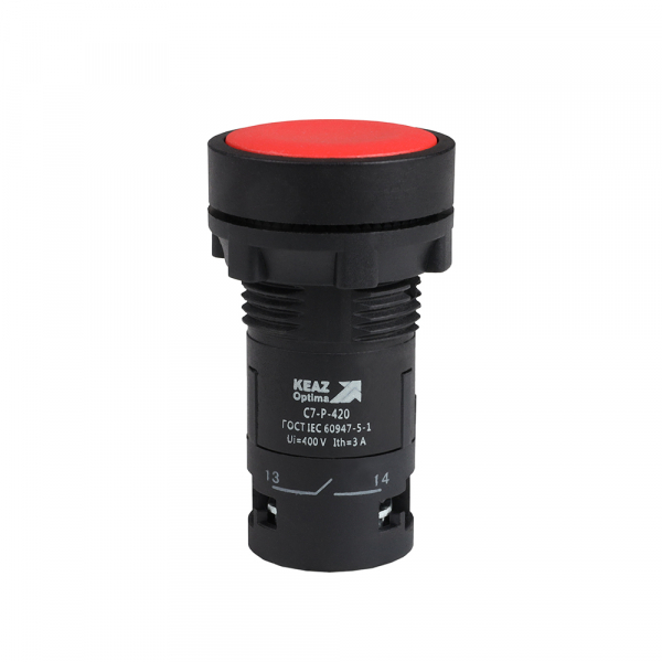 Кнопка OptiSignal Compact D22 С7-P-420 красная 2НО XB7NA43 (кратно 1)