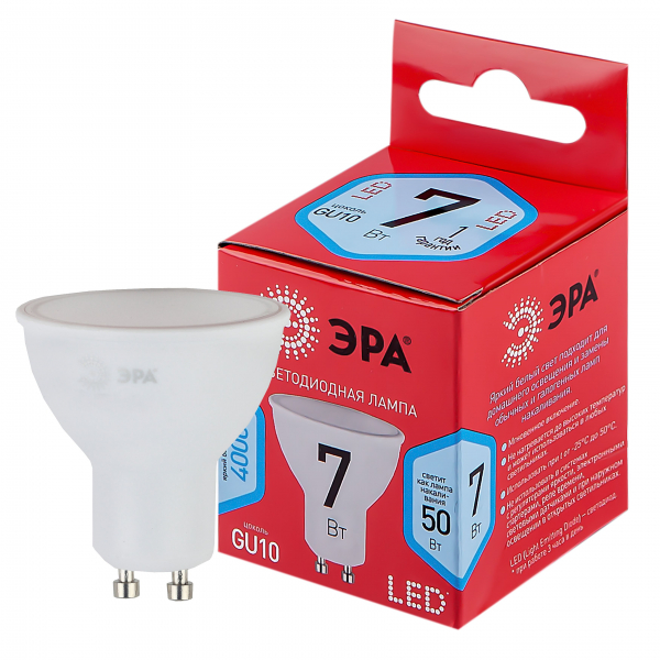 Светодиодная лампа ЭРА RED LINE LED MR16-7W-840-GU10 R GU10