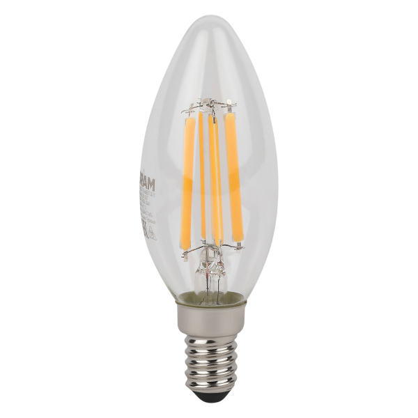 Светодиодная лампа свеча OSRAM LSCLB75 6Вт 827 230В FILCL E14 филаментная