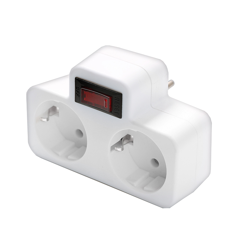 Разветвитель 2гн. плоский с термовыключателем с/з з/ш 250В 3500Вт