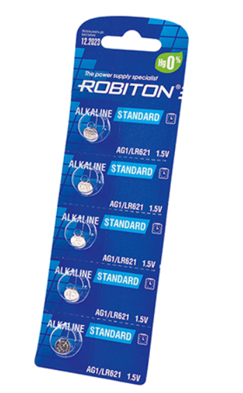 Батарейка &quot;таблетка&quot; ROBITON STANDARD AG1 BL5 (кратно 5)