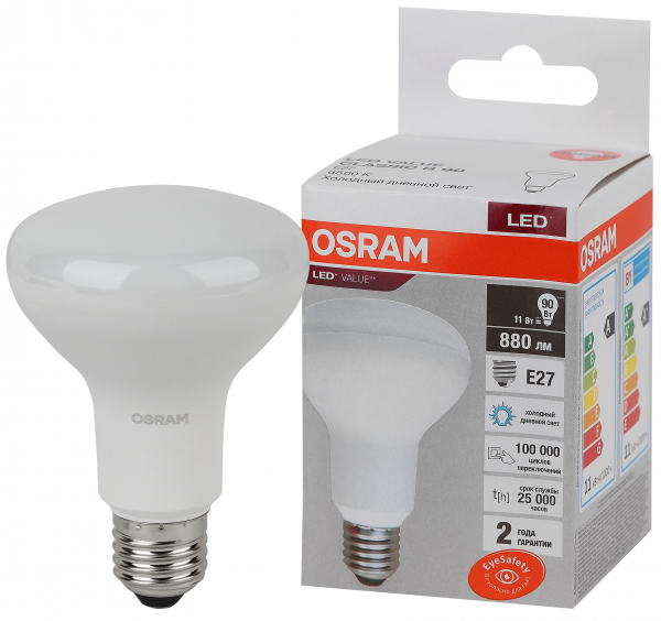 Светодиодная лампа OSRAM R90 11Вт 6500К 230В E27