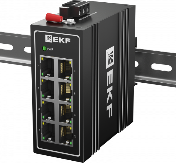 Промышленный неуправляемый коммутатор U-8T, 8 портов 10/100Base-T(X) RJ45, монтаж на динрейку TSX EKF (кратно 1)