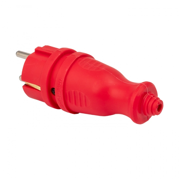 Вилка с заземлением Каучук 16А IP44 Красная PRO EKF RPS-011-16-230-44-rr