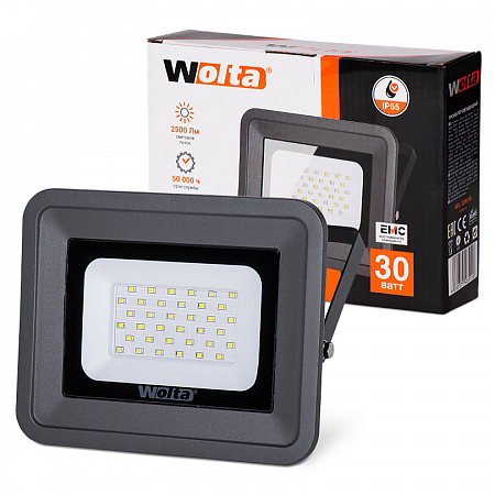 Светодиодный прожектор WOLTA WFL-30W/06 30Вт 5700К IP65 2700лм серый (кратно 1)