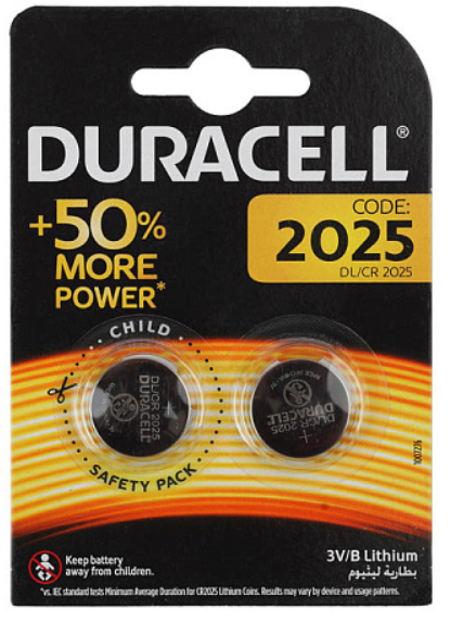 Батарейка &quot;таблетка&quot; DURACELL CR2025 BL2 (кратно 2)