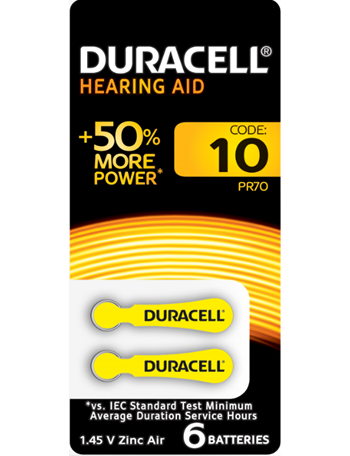 Батарейка DURACELL ZA10-6BL слуховые (кратно 6)