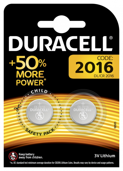 Элемент питания DURACELL DL/CR2016-2BL (кратно 2)