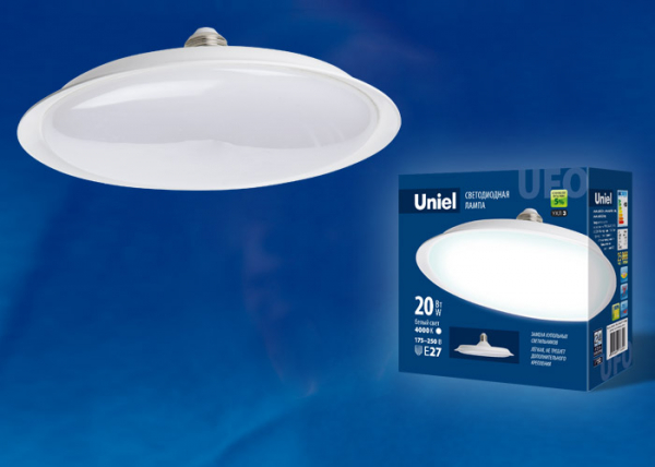 Светодиодная лампа Uniel LED-U165-20W/4000K/E27/FR PLU01WH   «UFO»