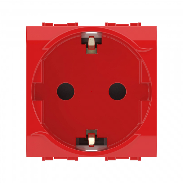 DKC BRAVA Розетка Красный c заземляющими контактами со шторками, 2 модуля 76482R