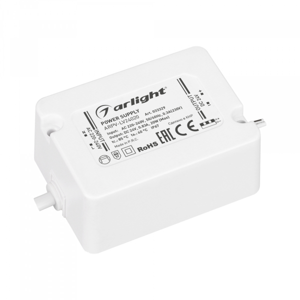 Arlight Драйвер 24V 20Вт IP67 64x48x28 ARPV-LV24020 (24V, 0.83A, 20W)