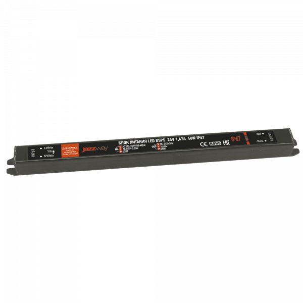 .Jazzway Драйвер 24V 40Вт IP67  280х30х20 BSPS